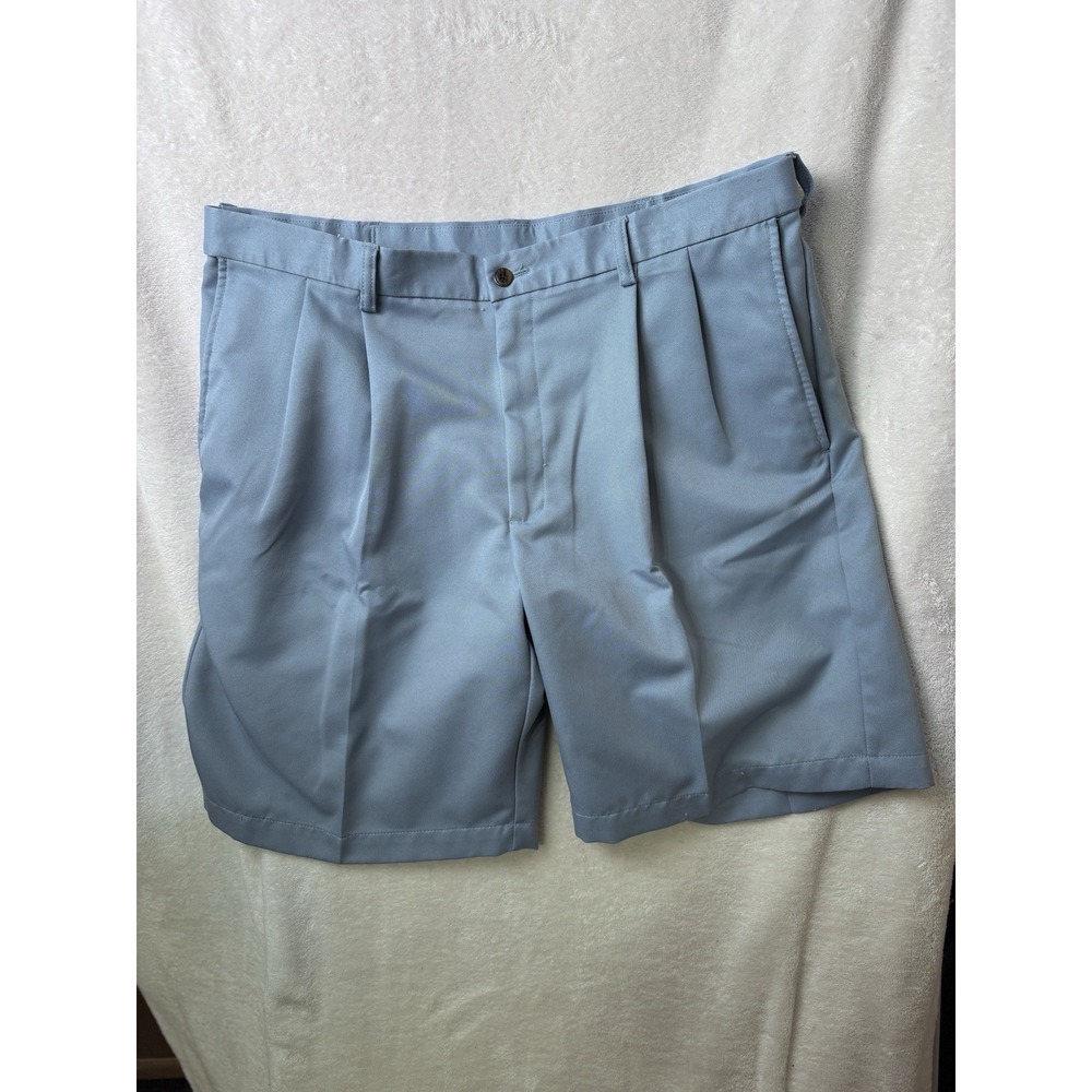 Haggar Mens Golf Shorts Size 36 Blue Lightweight Polyester Flat Front Bermuda